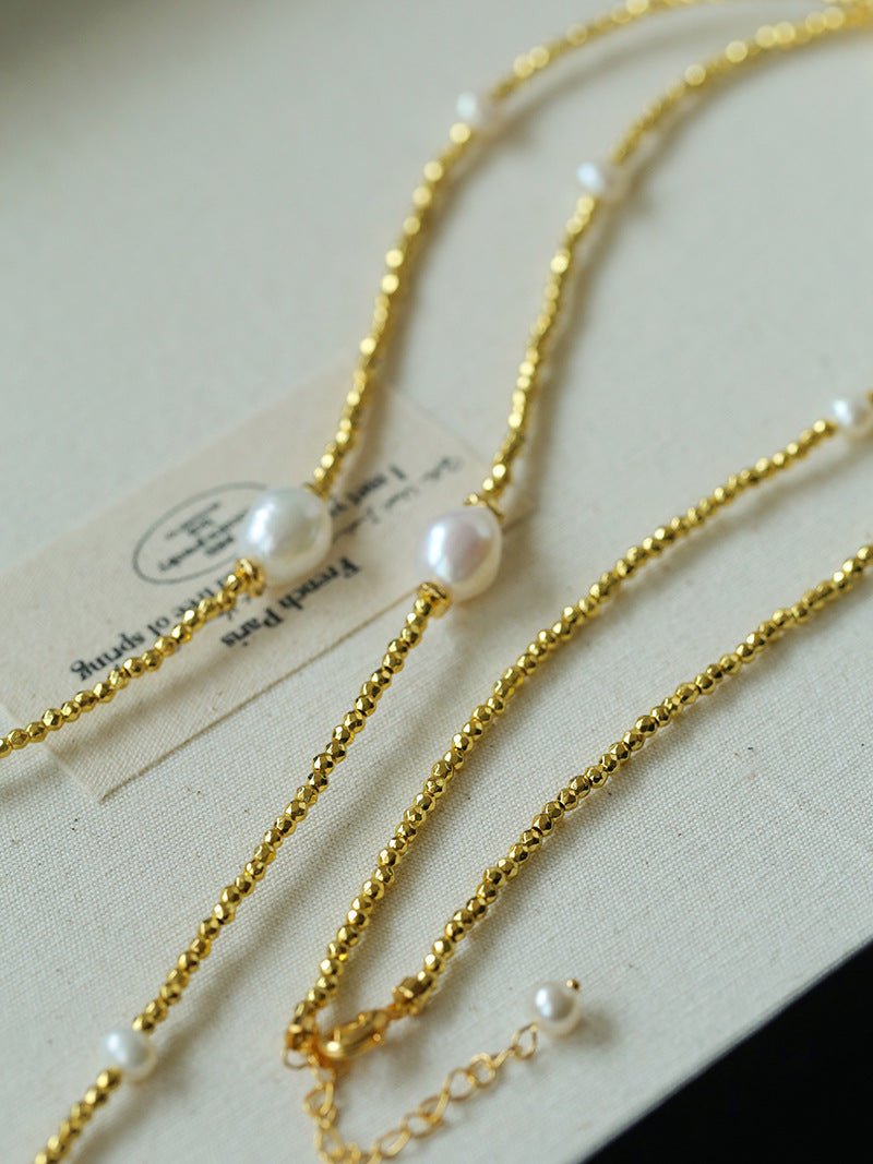 Bohemian Faceted Gold Bead Necklace – Colorful Gemstone or Pearl Style - floysun