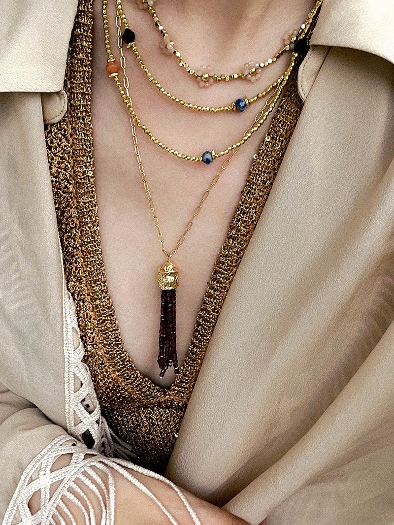 Bohemian Faceted Gold Bead Necklace – Colorful Gemstone or Pearl Style - floysun