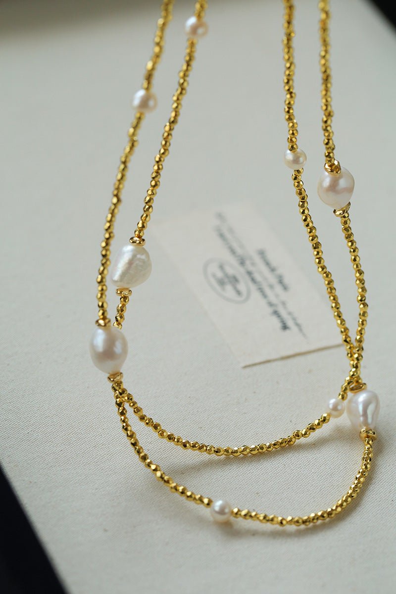 Bohemian Faceted Gold Bead Necklace – Colorful Gemstone or Pearl Style - floysun