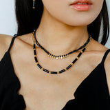 Bohemian Soulbound Double - Layer Necklace – Gold Ore & Black Spinel - floysun
