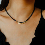 Bohemian Soulbound Double - Layer Necklace – Gold Ore & Black Spinel - floysun