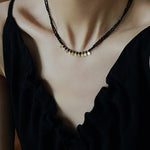 Bohemian Soulbound Double - Layer Necklace – Gold Ore & Black Spinel - floysun