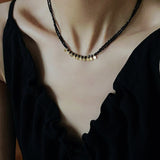 Bohemian Soulbound Double - Layer Necklace – Gold Ore & Black Spinel - floysun