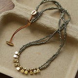Bohemian Soulbound Double - Layer Necklace – Gold Ore & Black Spinel - floysun