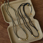 Bohemian Soulbound Double - Layer Necklace – Gold Ore & Black Spinel - floysun