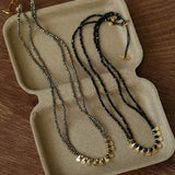 Bohemian Soulbound Double - Layer Necklace – Gold Ore & Black Spinel - floysun