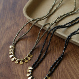 Bohemian Soulbound Double - Layer Necklace – Gold Ore & Black Spinel - floysun