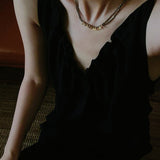 Bohemian Soulbound Double - Layer Necklace – Gold Ore & Black Spinel - floysun