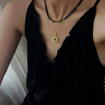 Bohemian Soulbound Double - Layer Necklace – Gold Ore & Black Spinel - floysun