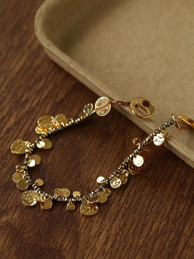 Bohemian Vintage Coin Gold Ore Beaded Bracelet - floysun