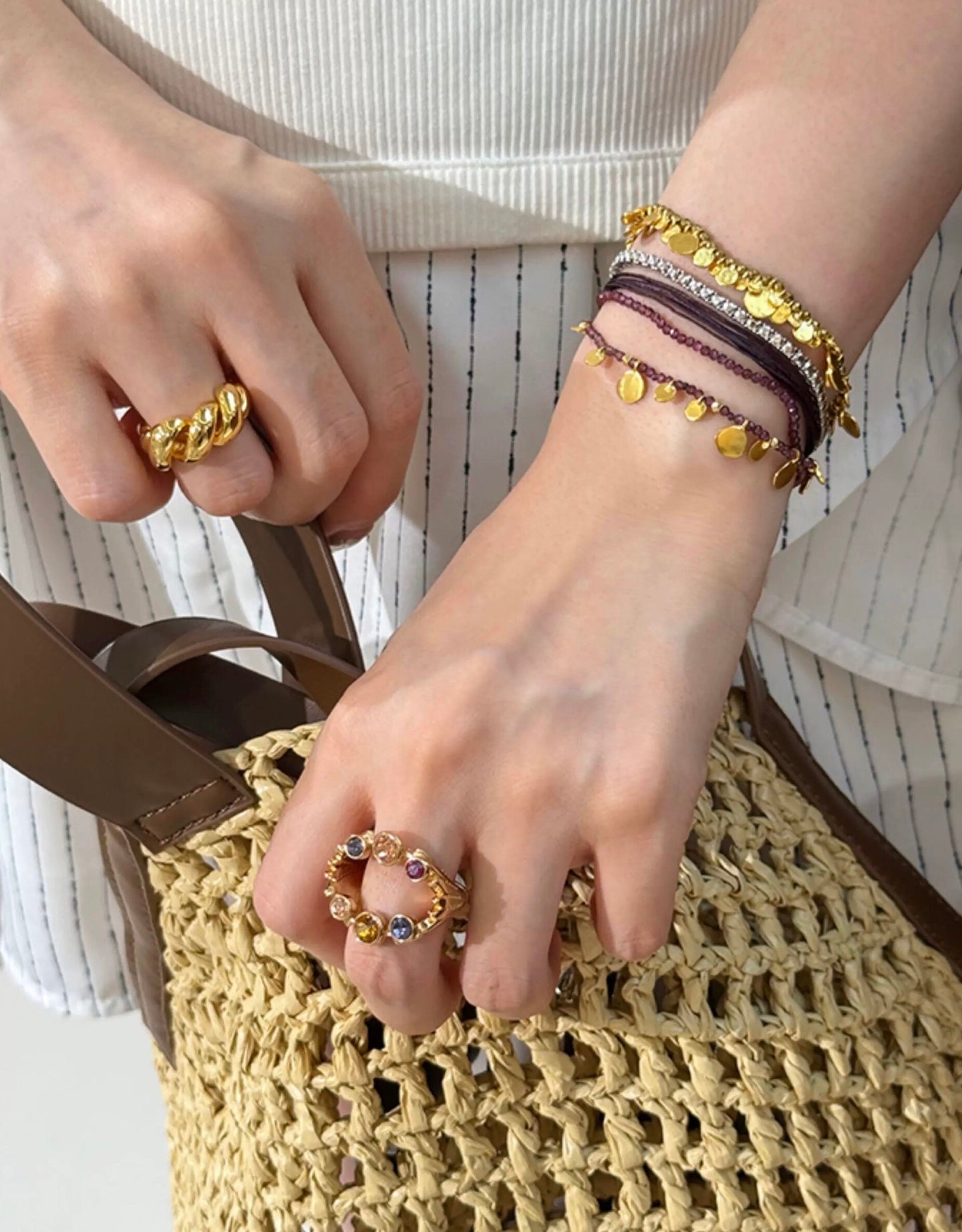 Bohemian Vintage Coin Gold Ore Beaded Bracelet - floysun