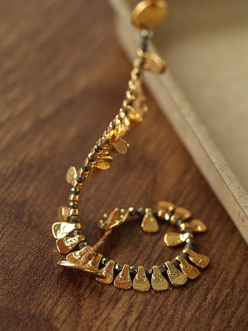 Bohemian Vintage Coin Gold Ore Beaded Bracelet - floysun