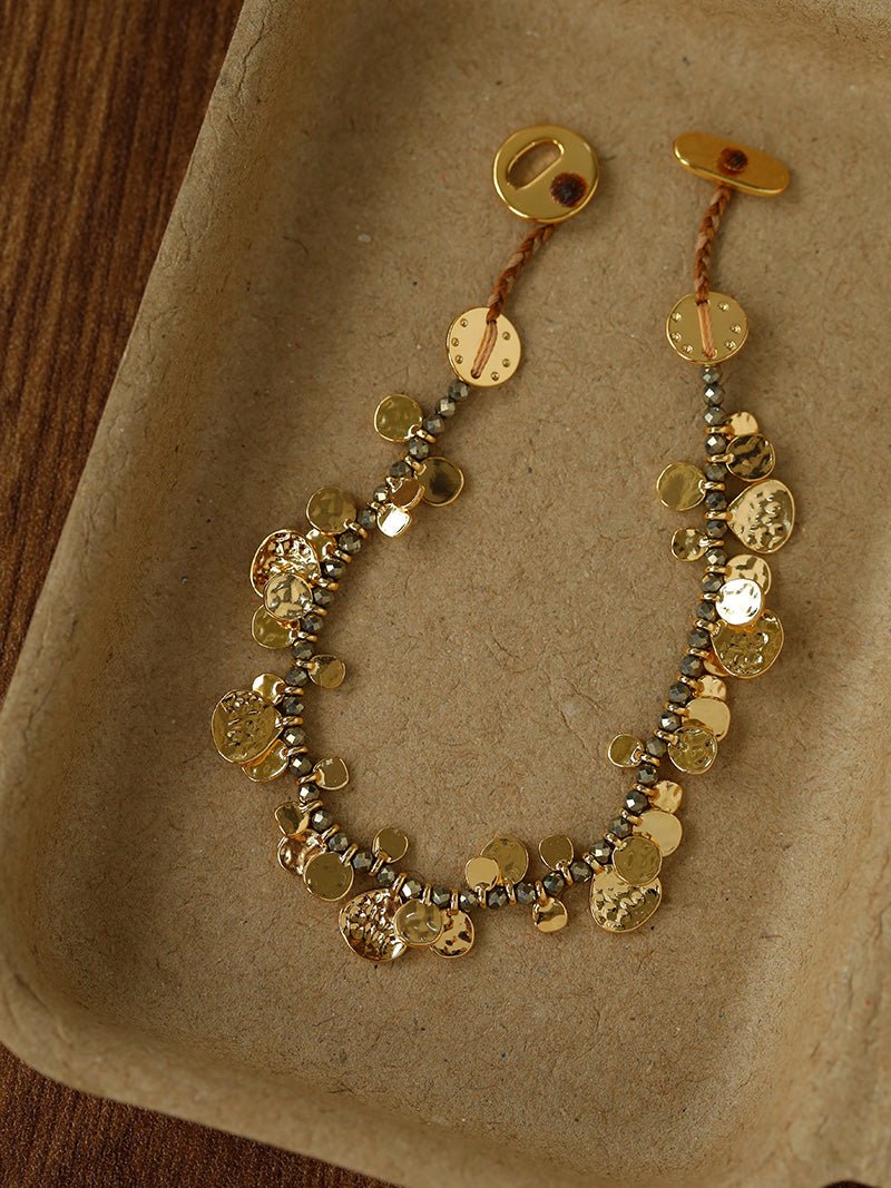 Bohemian Vintage Coin Gold Ore Beaded Bracelet - floysun