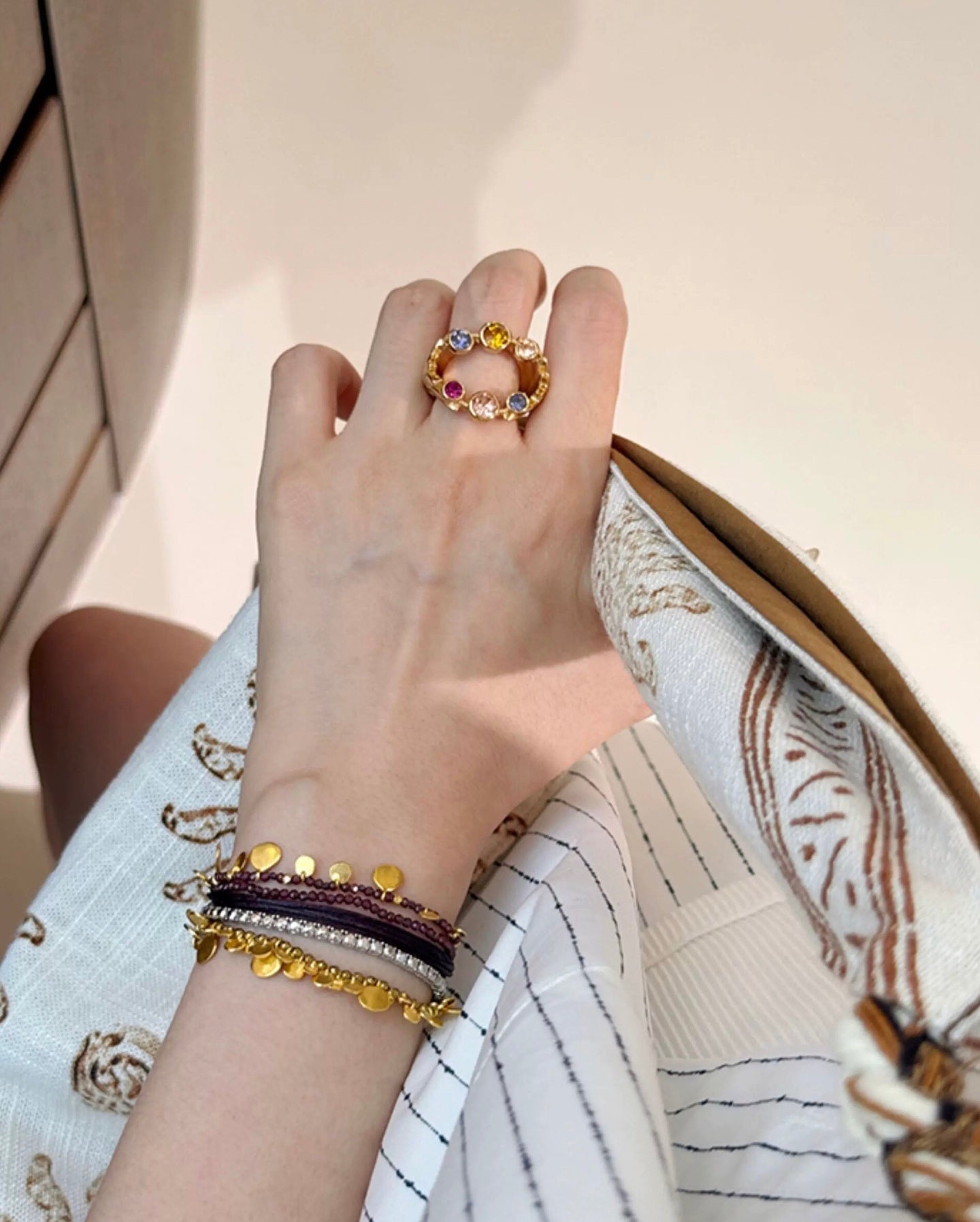 Bohemian Vintage Coin Gold Ore Beaded Bracelet - floysun