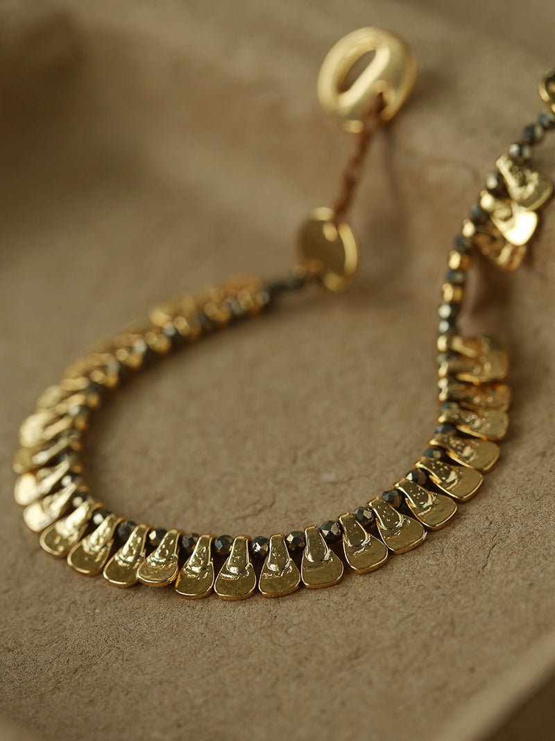 Bohemian Vintage Coin Gold Ore Beaded Bracelet - floysun