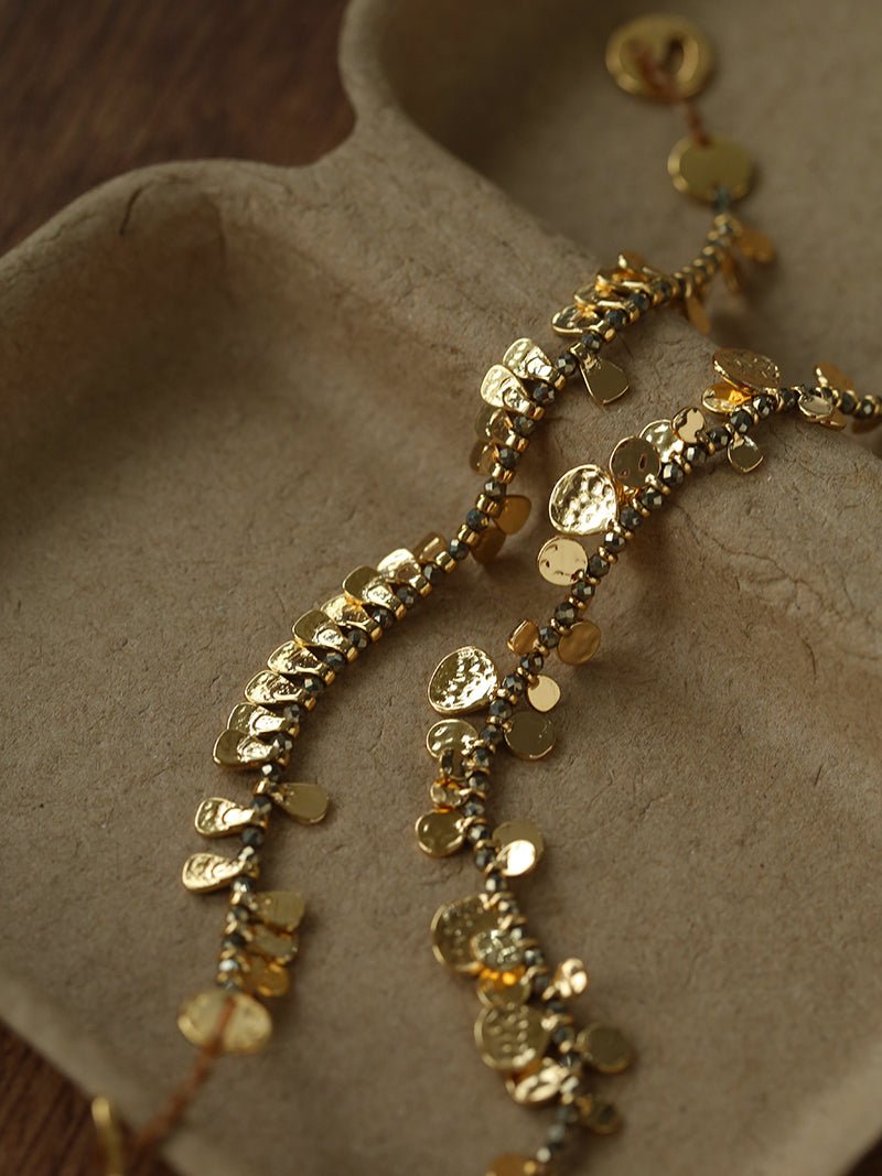Bohemian Vintage Coin Gold Ore Beaded Bracelet - floysun