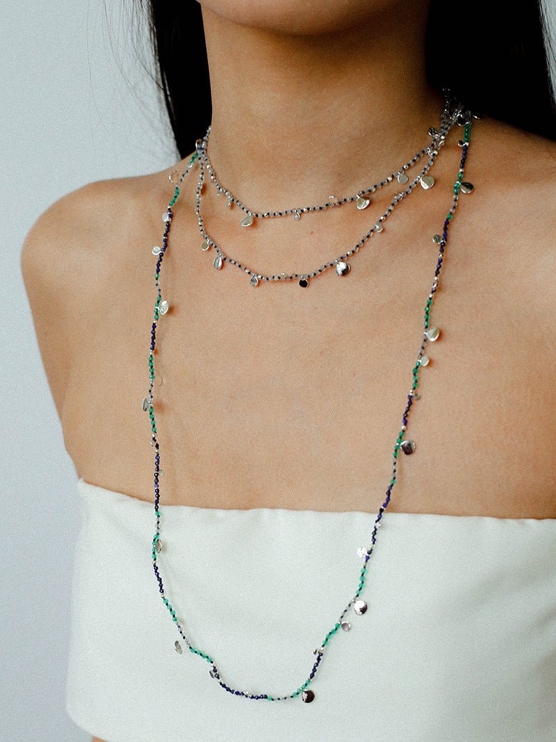 Bohemian Woven Natural Stone Necklace – Silver Accents - floysun