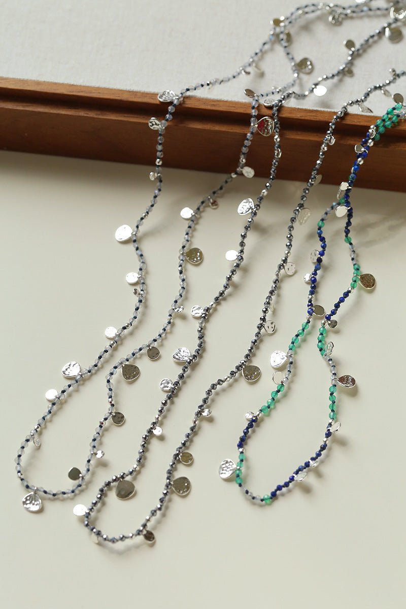 Bohemian Woven Natural Stone Necklace – Silver Accents - floysun