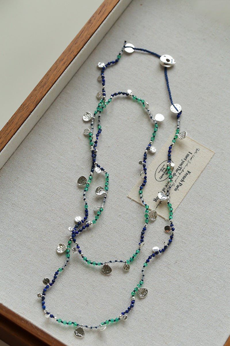 Bohemian Woven Natural Stone Necklace – Silver Accents - floysun