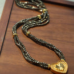Boho Chic Gold Ore Bead Necklace with Sculpted Heart Pendant - floysun