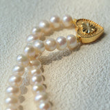 Boho Chic Pearl Necklace with Vintage Heart Pendant – Soft Glow Elegance - floysun