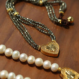 Boho Chic Pearl Necklace with Vintage Heart Pendant – Soft Glow Elegance - floysun