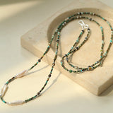 Boho Muse Long Turquoise & Baroque Pearl Beaded Necklace - floysun