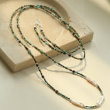 Boho Muse Long Turquoise & Baroque Pearl Beaded Necklace - floysun