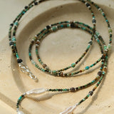 Boho Muse Long Turquoise & Baroque Pearl Beaded Necklace - floysun