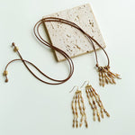 Boho Style Natural Shell Tassel Pendant Necklace with Wax Cord Chain - floysun