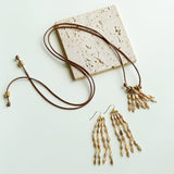 Boho Style Natural Shell Tassel Pendant Necklace with Wax Cord Chain - floysun
