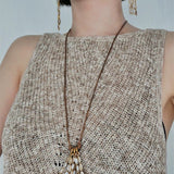 Boho Style Natural Shell Tassel Pendant Necklace with Wax Cord Chain - floysun