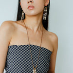 Boho Style Natural Shell Tassel Pendant Necklace with Wax Cord Chain - floysun