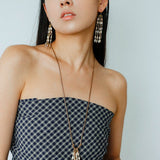 Boho Style Natural Shell Tassel Pendant Necklace with Wax Cord Chain - floysun