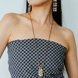 Boho Style Natural Shell Tassel Pendant Necklace with Wax Cord Chain - floysun