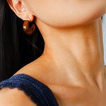 Bold Arc – Natural Stone C - Hoop Earrings in Black Onyx, Tiger’s Eye & Red Stone - floysun