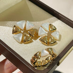 Bold Mother - of - Pearl Triangle Stud Earrings - floysun