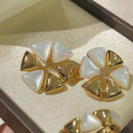 Bold Mother - of - Pearl Triangle Stud Earrings - floysun