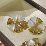 Bold Mother - of - Pearl Triangle Stud Earrings - floysun