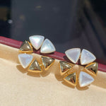Bold Mother - of - Pearl Triangle Stud Earrings - floysun