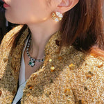 Bold Mother - of - Pearl Triangle Stud Earrings - floysun