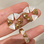 Bold Mother - of - Pearl Triangle Stud Earrings - floysun