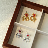 “Born to Shine” Garnet Elephant Earrings - Gold - floysun