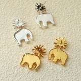“Born to Shine” Garnet Elephant Earrings - Gold - floysun
