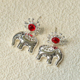 “Born to Shine” Garnet Elephant Earrings - Gold - floysun