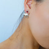 “Born to Shine” Garnet Elephant Earrings - Silver - floysun