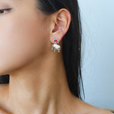 “Born to Shine” Garnet Elephant Earrings - Silver - floysun