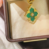 Boucheron - Inspired Four - Leaf Clover Necklaces – Green Onyx - floysun