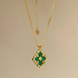 Boucheron - Inspired Four - Leaf Clover Necklaces – Green Onyx - floysun