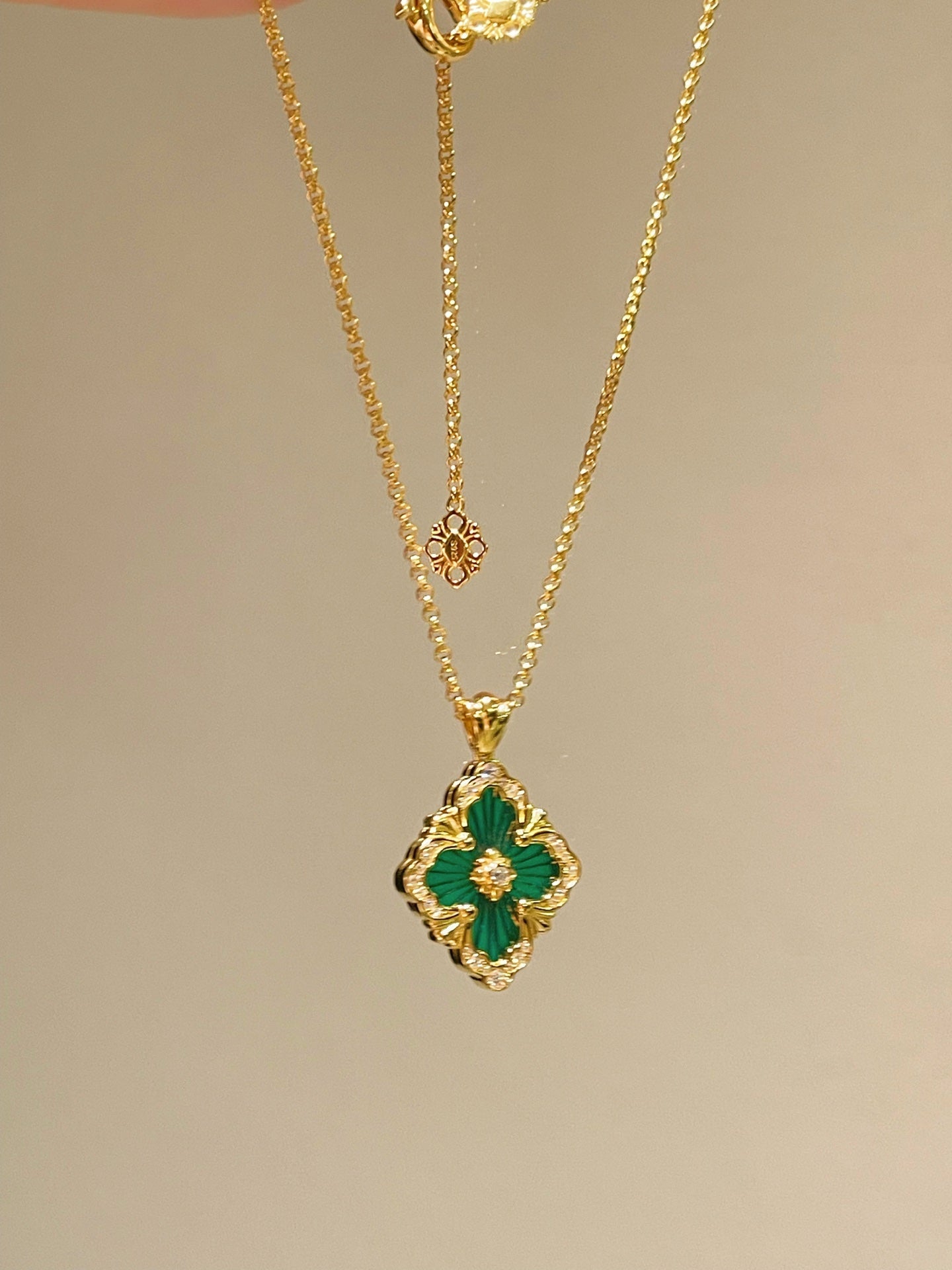 Boucheron - Inspired Four - Leaf Clover Necklaces – Green Onyx - floysun